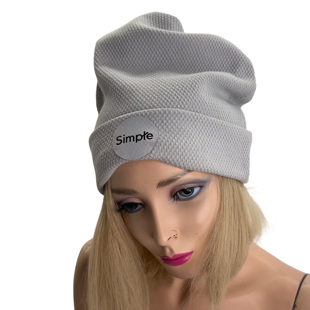 Simple Beanie Handmade NWT Grey Textured Knit Slouchy‎  Minimalist Streetwear OS
